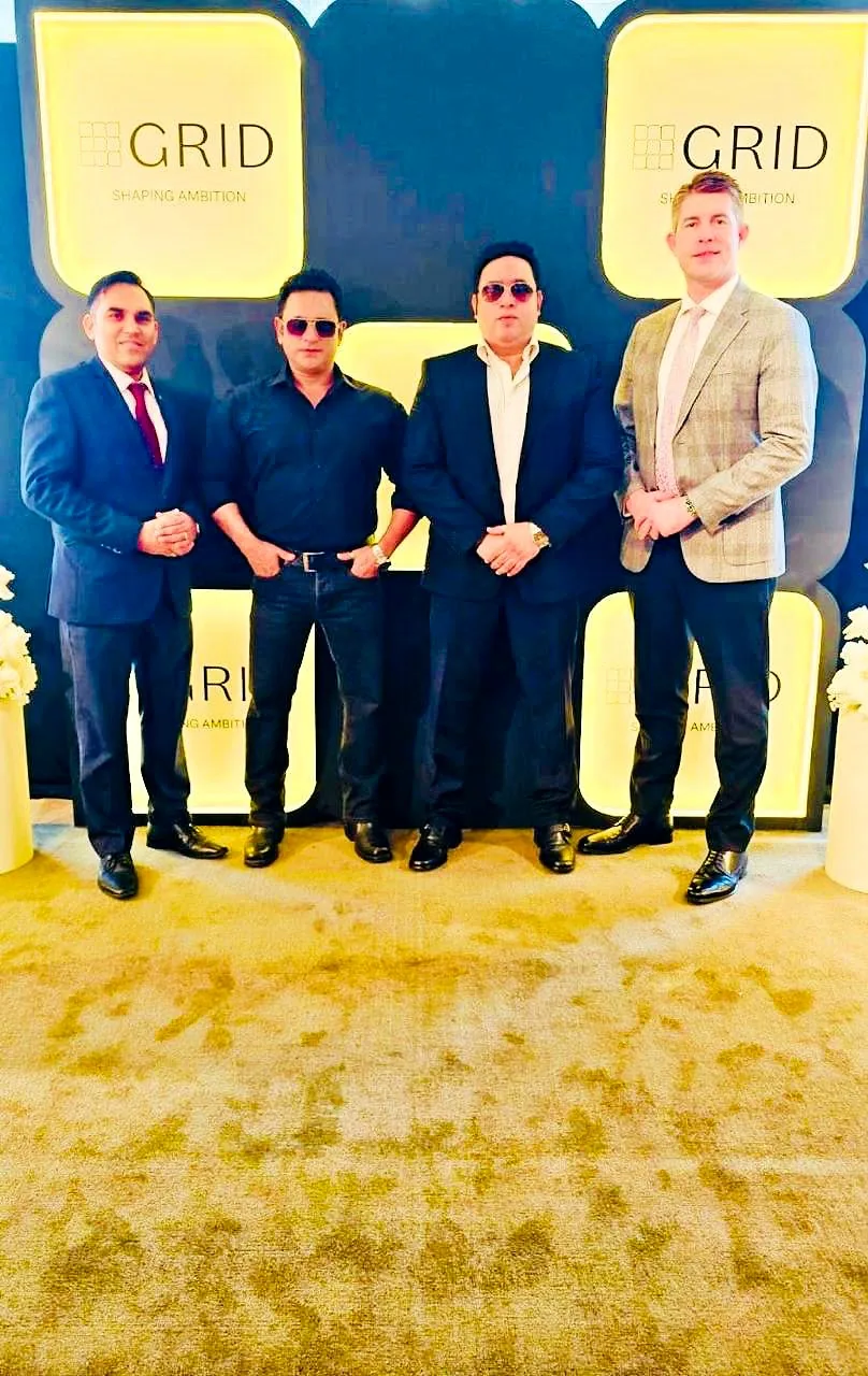 AlixirNova team with partners at a GRID-branded Dubai real estate networking event